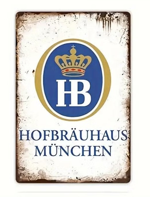 Vintage metalen bordje Hofbrauhaus Munchen (30x20cm), Ophalen of Verzenden, Nieuw, Reclamebord, Plaat of Schild, Overige merken