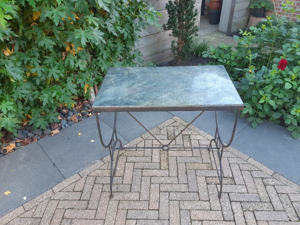 Marmeren Tafeltje, Gebruikt, Metaal of Aluminium, Ophalen of Verzenden, 75 cm of meer