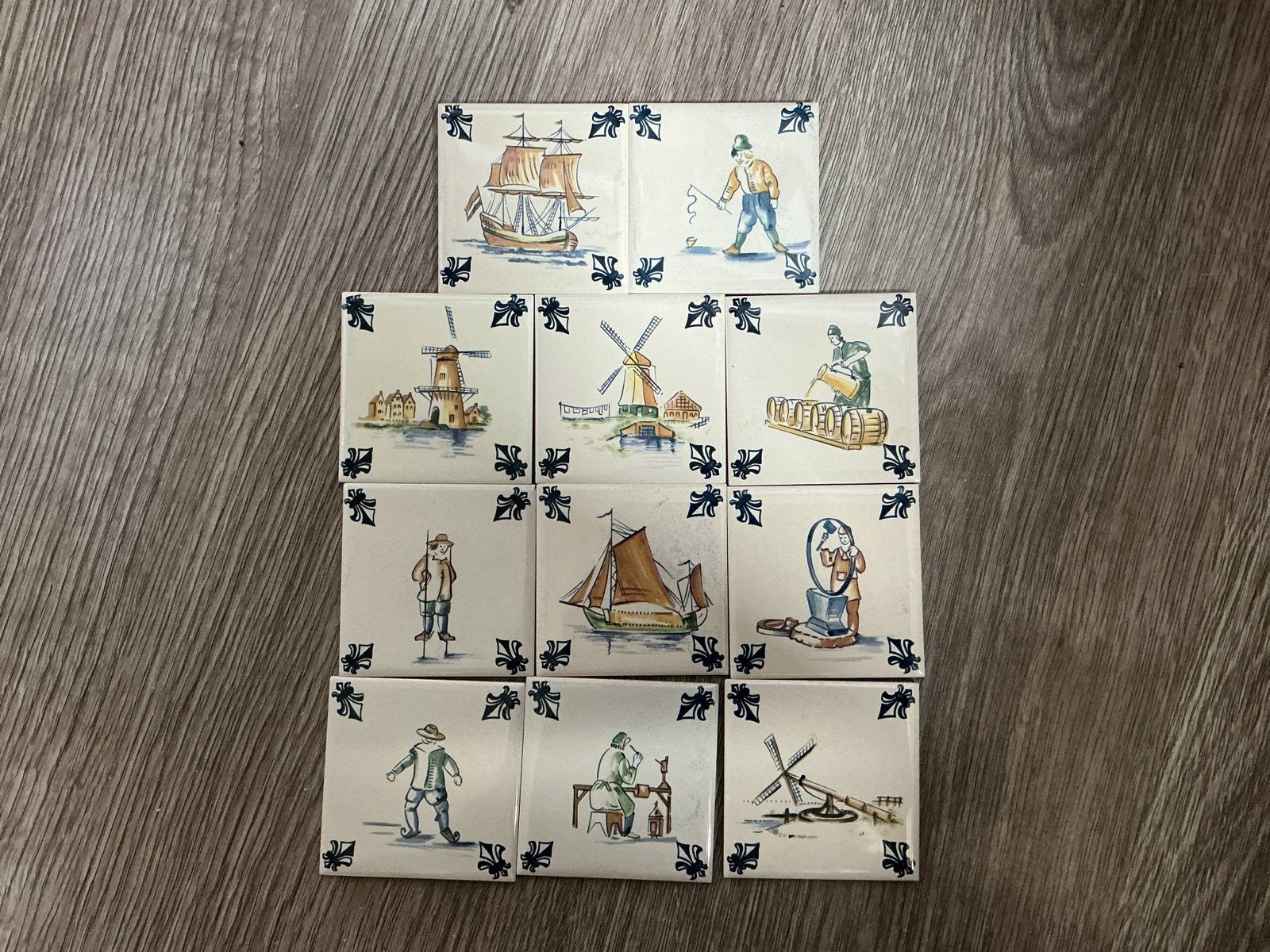 Set van 11 KLM Business Class Delfts blauwe tegeltjes, Verzamelen, Ophalen of Verzenden