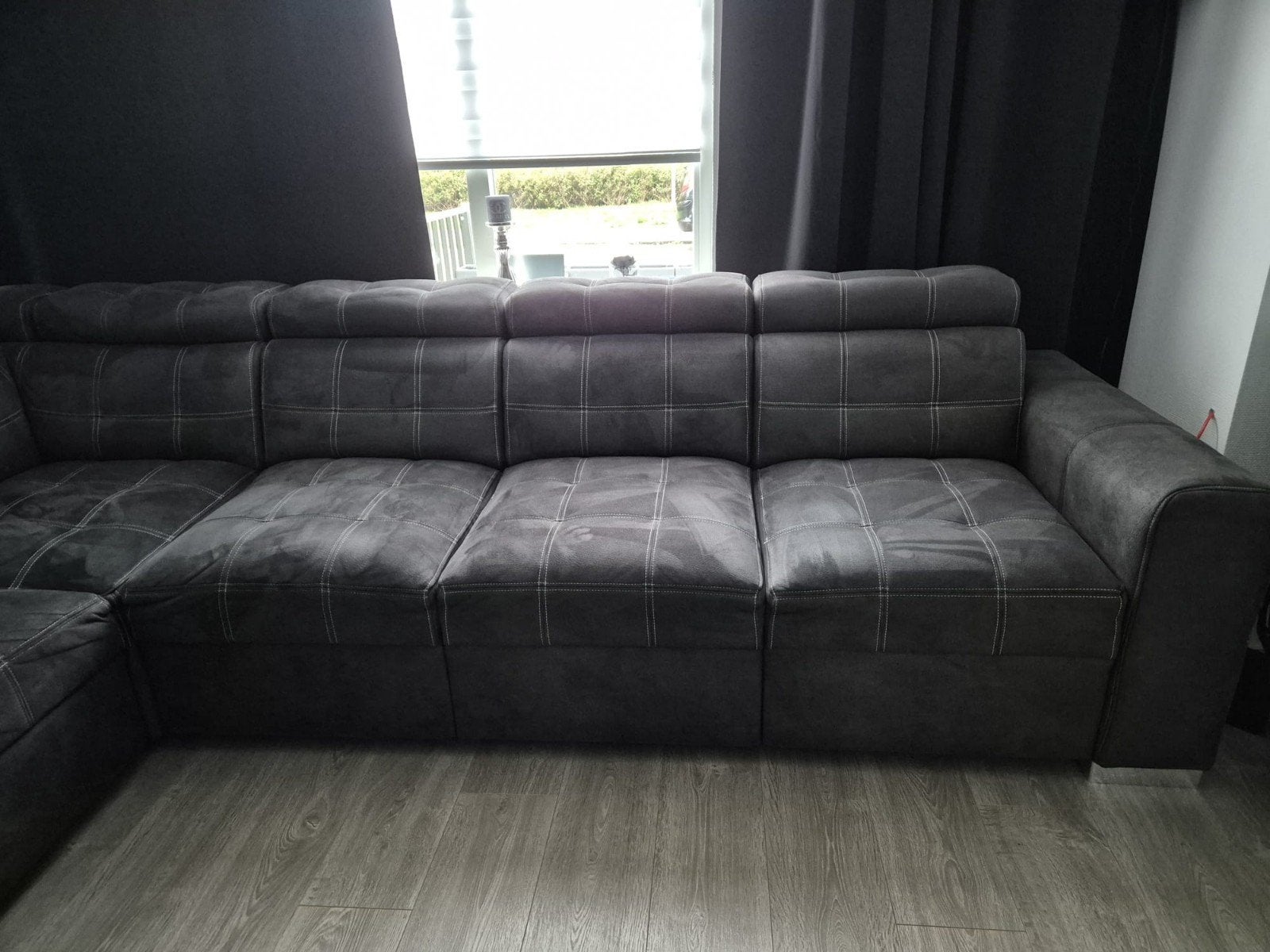 Hoekbank plus hocker, Ophalen, Gebruikt, Vierpersoons of meer, Stof