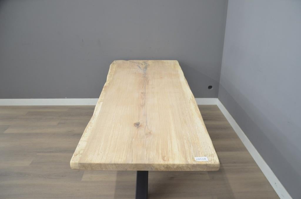 Industriële eiken boomstamtafel 250 cm – 2,5 meter, Verzenden, Nieuw, Hout, Industrieel