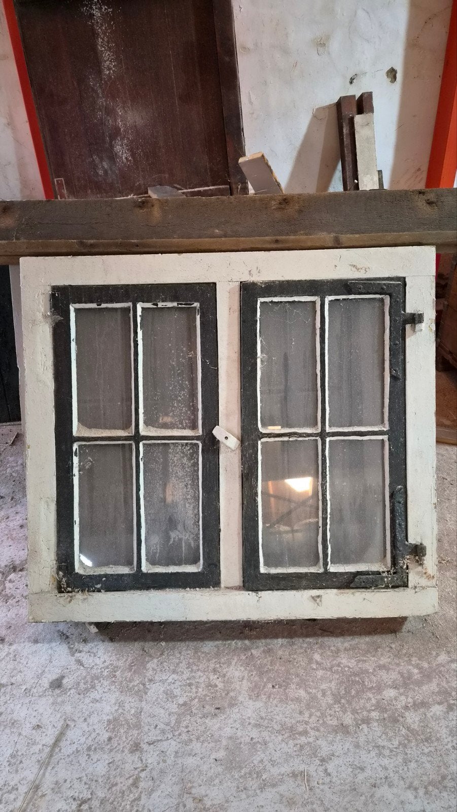 Houten stalramen, 105x100h, 6x, Ophalen, Gevelraam of Ruit, Gebruikt, 80 tot 120 cm