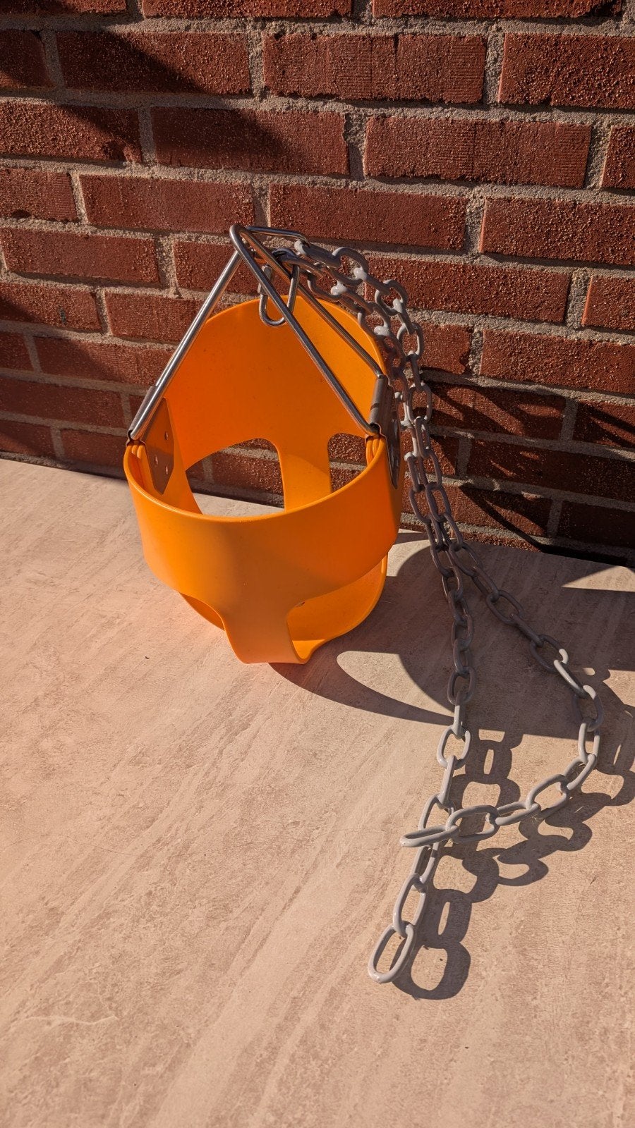 Schommelzitje voor baby/peuter - Oranje met kettingen, Ophalen of Verzenden, Gebruikt, Schommel