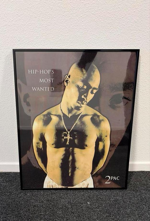 Tupac Shakur aka 2Pac, 90’s ingelijste poster 50,5x40,5 cm, Ophalen of Verzenden