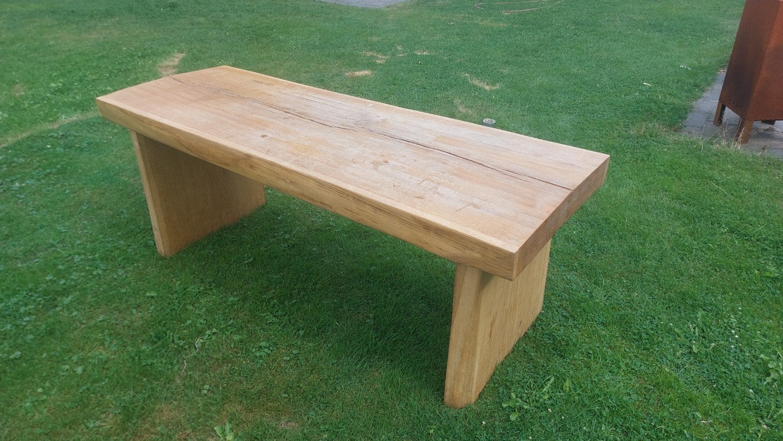 Massief eiken boomstamtafel van 195 cm, Ophalen, Gebruikt, 50 tot 100 cm, 150 tot 200 cm