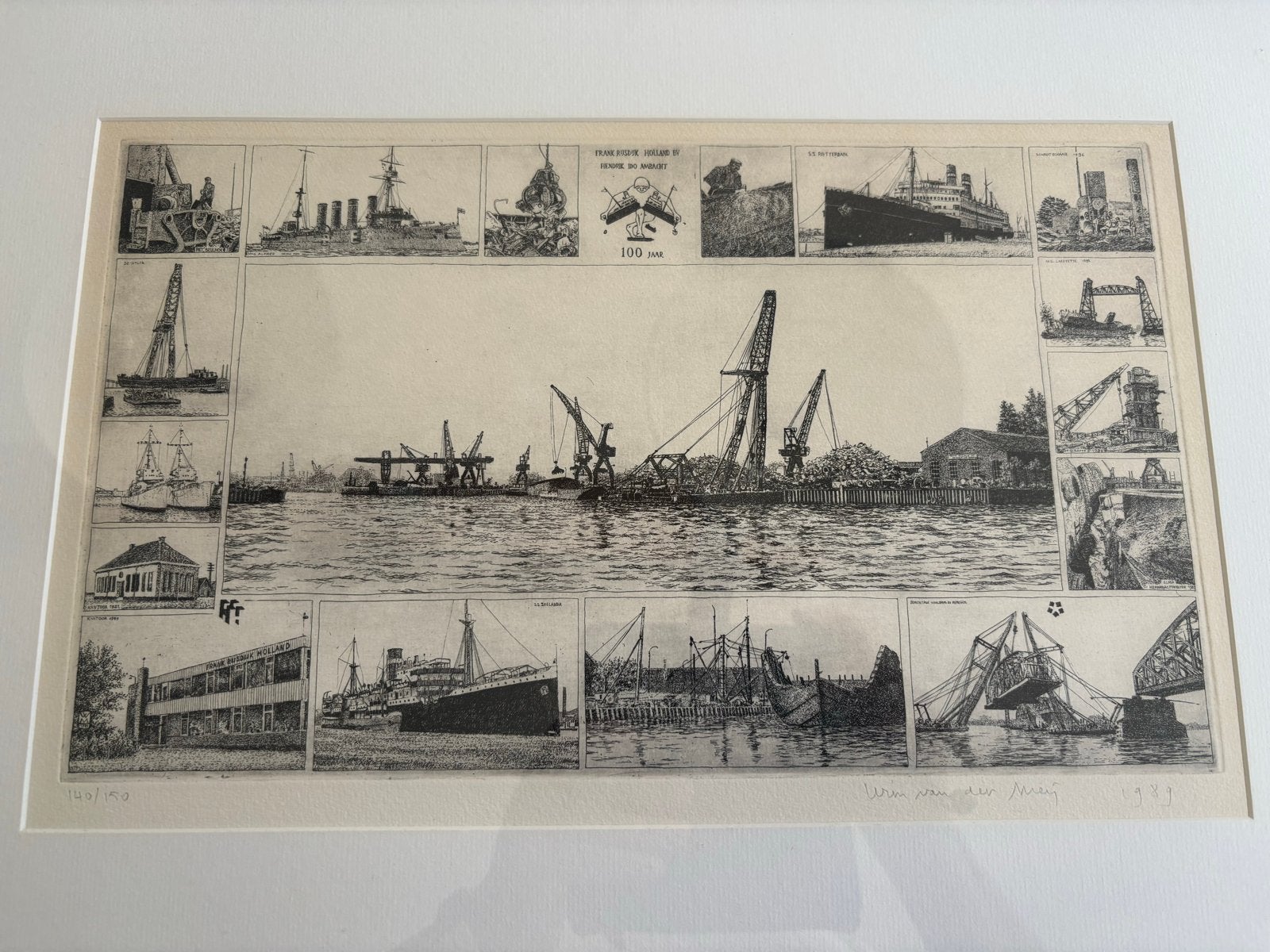 Ingelijste tekening van Wim van der Meij, 1989, Antiek en Kunst, Ophalen, Overige technieken, Landschap, 1950 - 1999