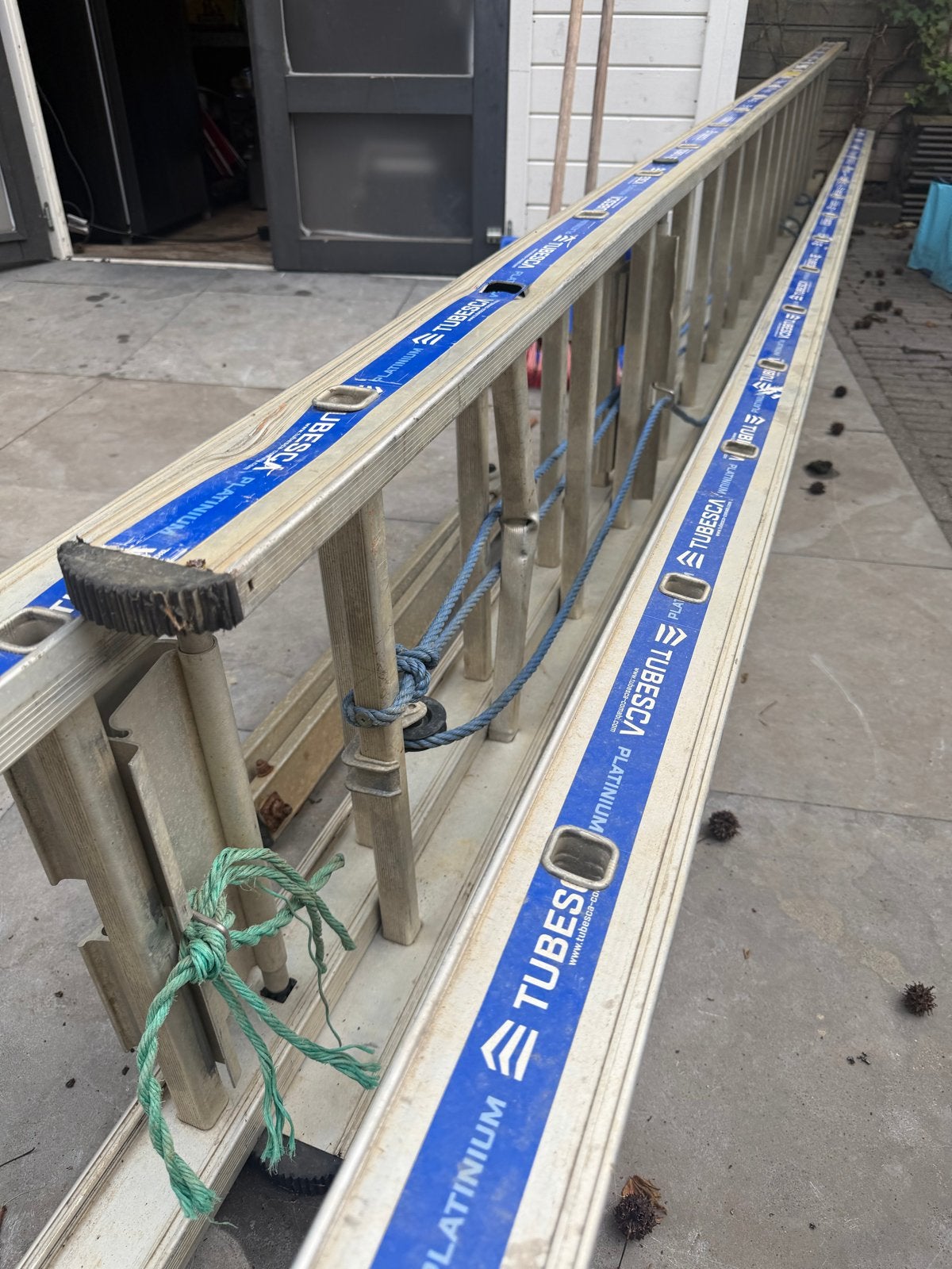 Tubesca Platinum 3-delige uitschuifladder - 5 meter, Doe-het-zelf en Verbouw, Ladders en Trappen, Ophalen, Gebruikt, Ladder, Opvouwbaar of Inschuifbaar