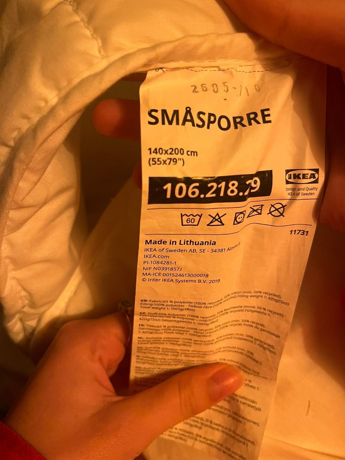 IKEA 4 seizoenendekbed met 2 dekbedovertrekken, Gebruikt, Eenpersoons, Wit, Ophalen of Verzenden