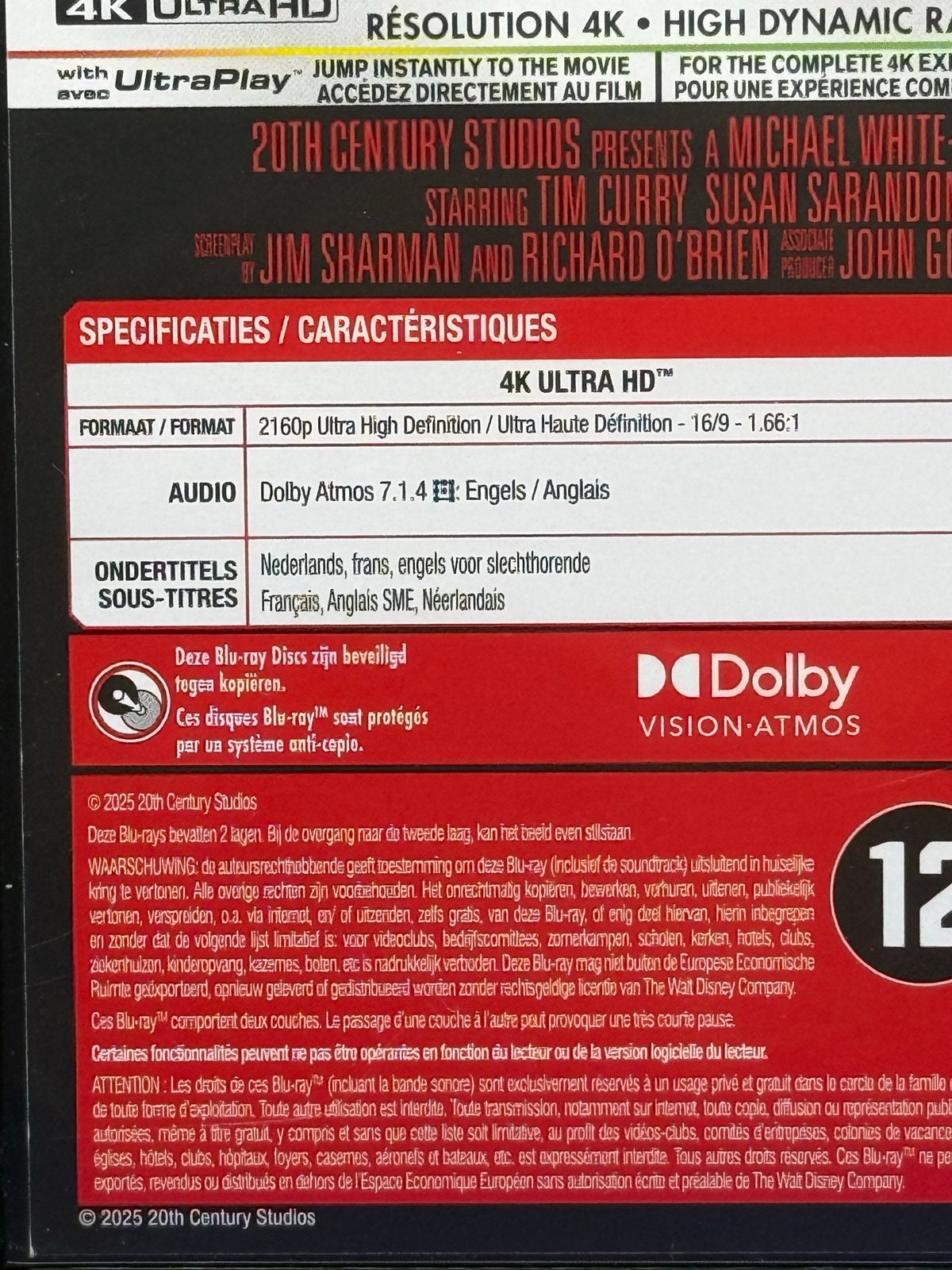 The Rocky Horror Picture Show - 4K Ultra HD UHD NLO ZGAN, Cd's en Dvd's, Www.20thcenturystudios.com, Engels, 20thcenturystudios