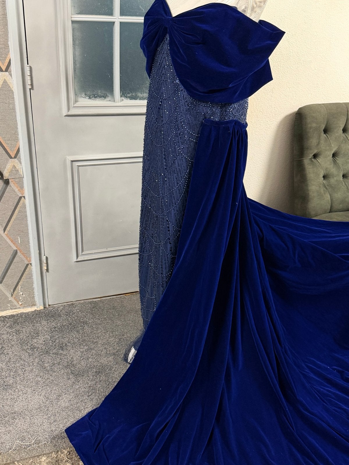 Prachtige Jordaanse Avondjurk - Maat 46/48, Kleding | Dames, Gelegenheidskleding, Galajurk, Blauw, Maat 46/48 (XL) of groter, Ophalen of Verzenden