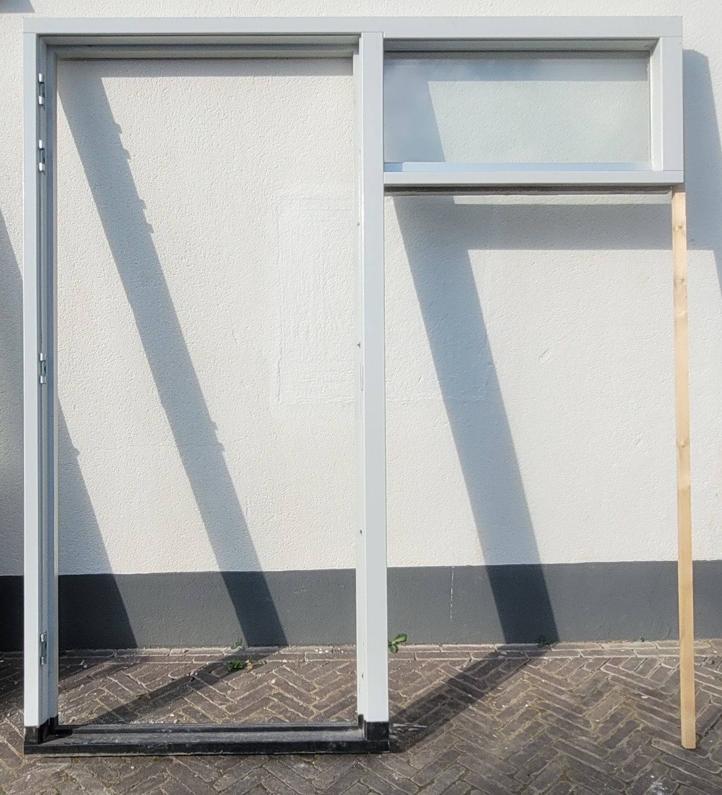 Hardhouten buitendeur/achterdeur inclusief kozijn zijlicht, Ophalen, Buitendeur, Gebruikt, Glas