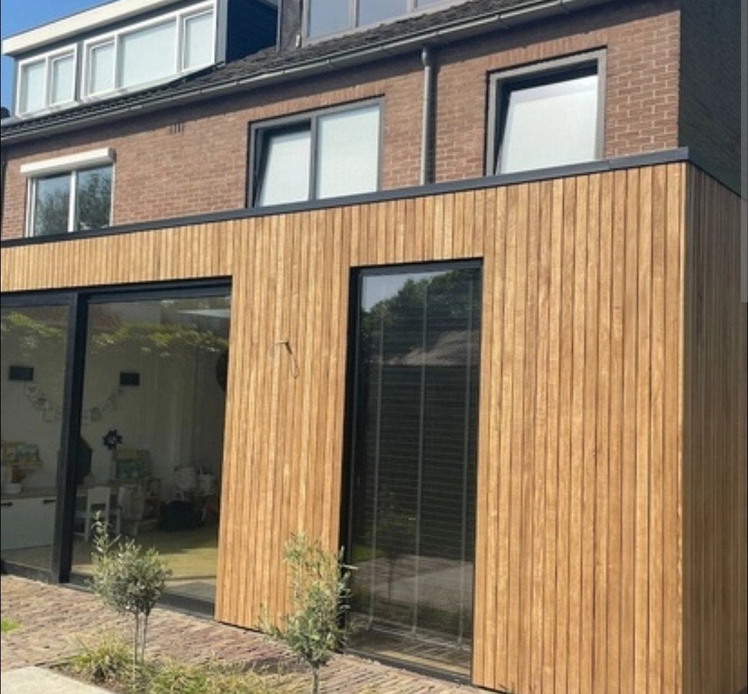 Thermo Fraké hout - gevelhout - gevelbekleding, Ophalen, 25 tot 50 mm, Eiken, Nieuw