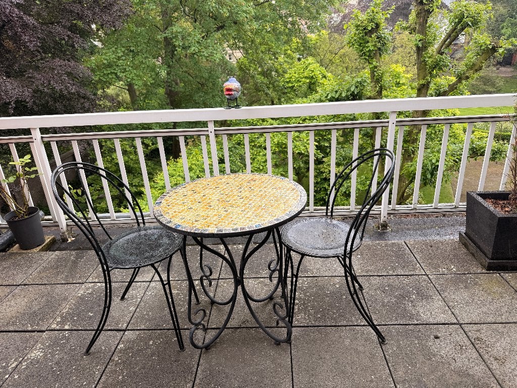 TERRAS SET: TAFEL & 4 STOELEN, Tuin en Terras, Ophalen, Gebruikt, Metaal