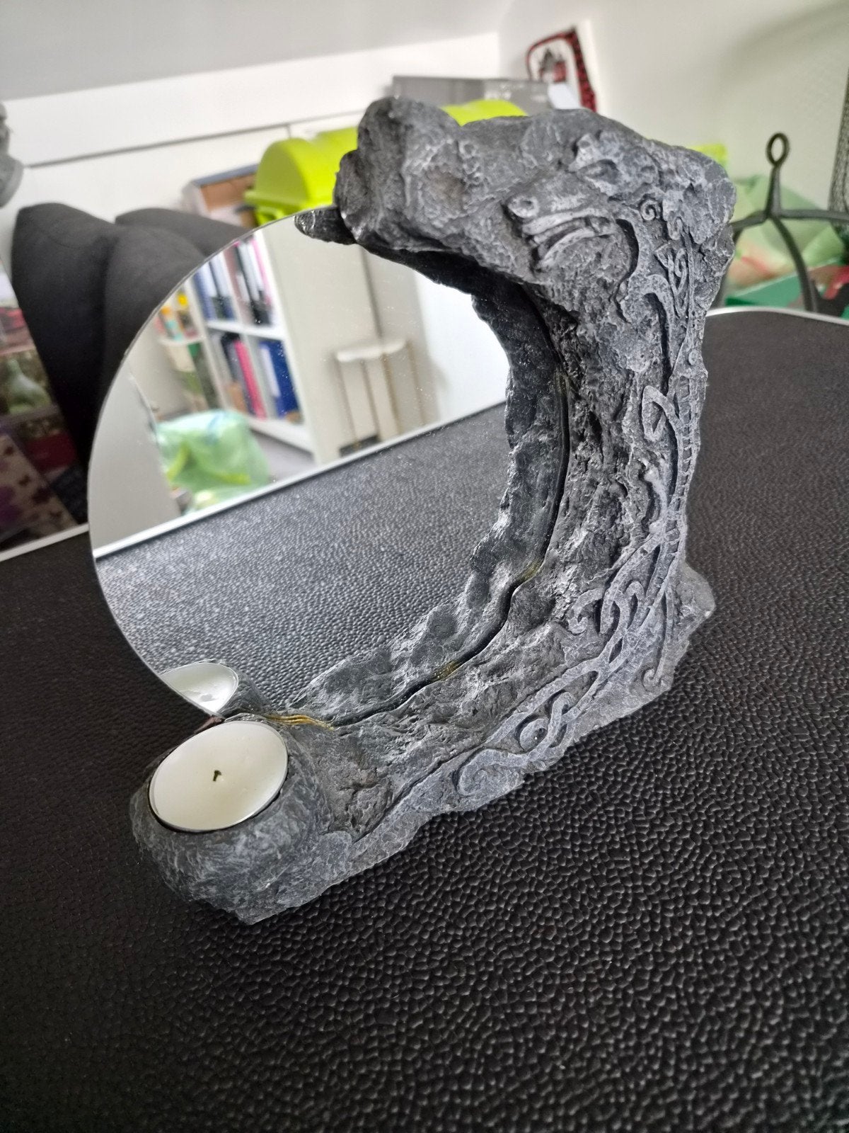 Kandelaar met spiegel en draak design, Ophalen of Verzenden