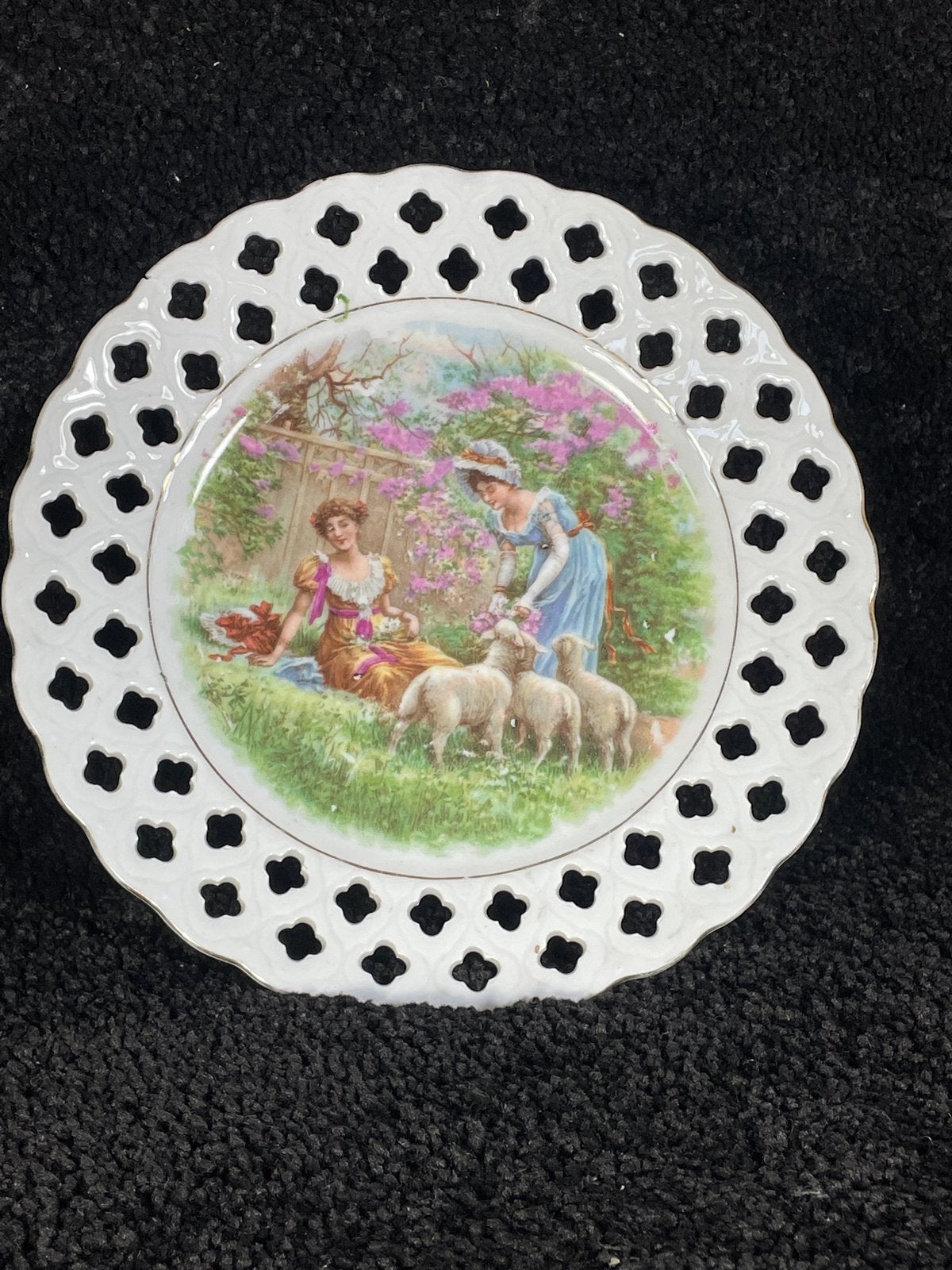 Decoratief Wandbord met Herderin en Lammeren, Antiek en Kunst, Ophalen of Verzenden