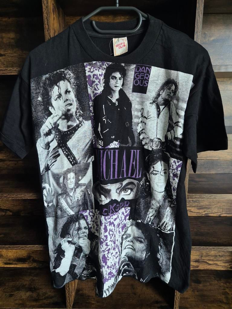Vintage Michael Jackson Dangerous T-shirt Jaren '90 Maat M, Hyppo Club, Maat 48/50 (M), Zwart, Ophalen of Verzenden