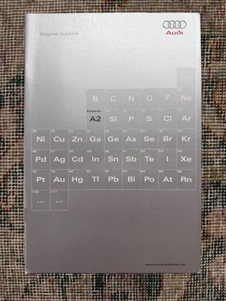 Accessoire brochure Audi A2 2001 + prijslijst Duits zgan, Ophalen of Verzenden, Zo goed als nieuw, Audi, Audi