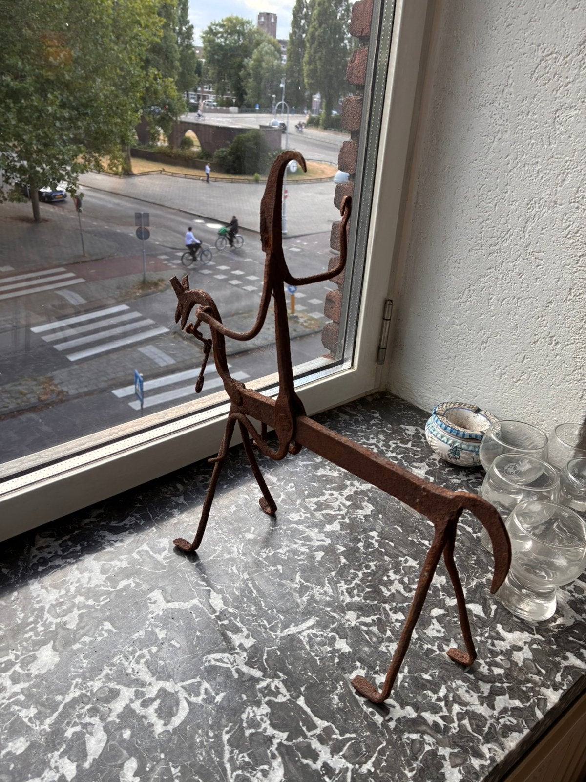 Don Quichot beeld ijzer / roest look brutalistische kunst, Ophalen of Verzenden, Koper of Brons