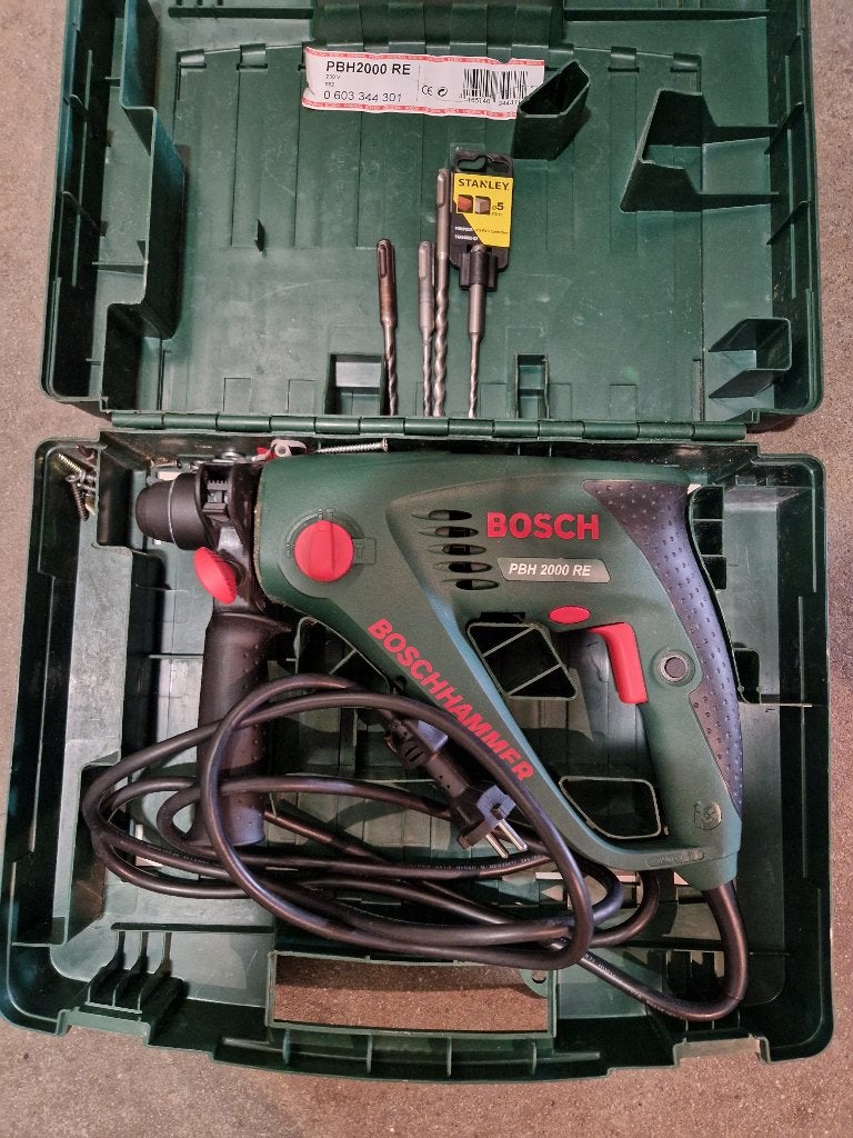 Bosch PBH 2000 RE Boorhamer met koffer en boren, Ophalen, Boor- en/of Breekhamer, Klopboormechanisme, Gebruikt