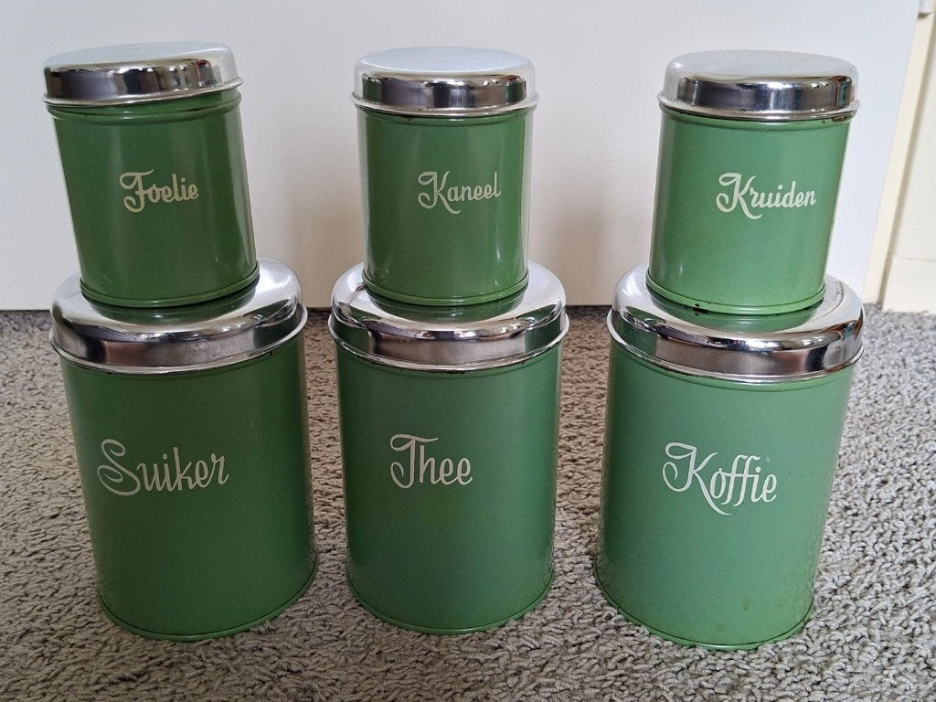 Vintage Brabantia voorraadblikken, Ophalen, Gebruikt, Overige materialen, Pot, Bus of Blik