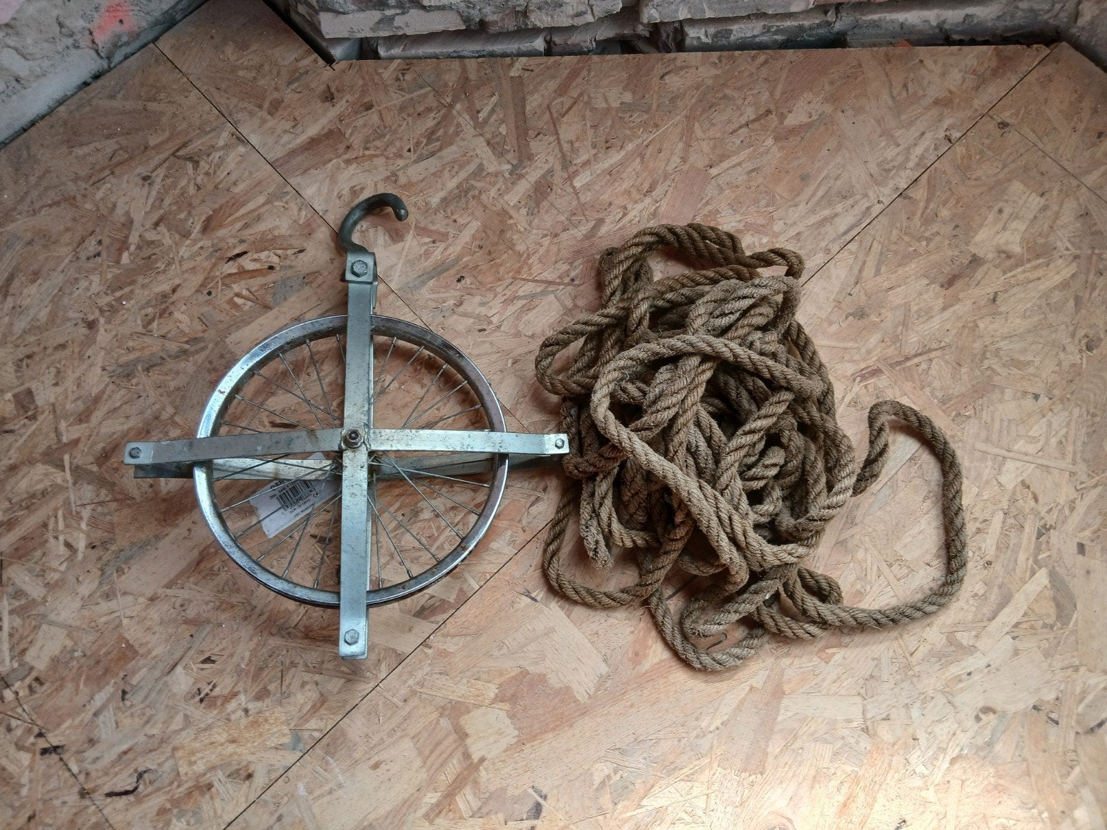 Touw met hijsblok / katrol, Ophalen of Verzenden, Gebruikt