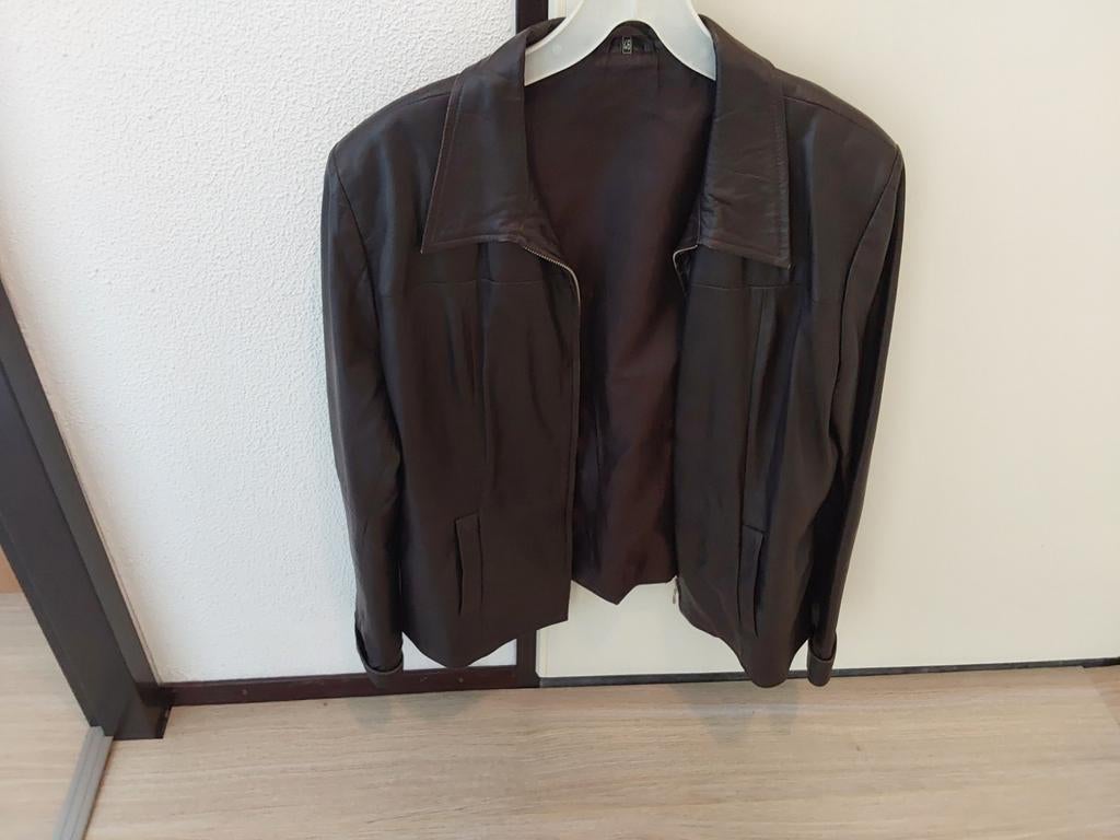 Echt leren dames jasje maat 46, Bruin, Maat 46/48 (XL) of groter, Ophalen of Verzenden, Onbekend