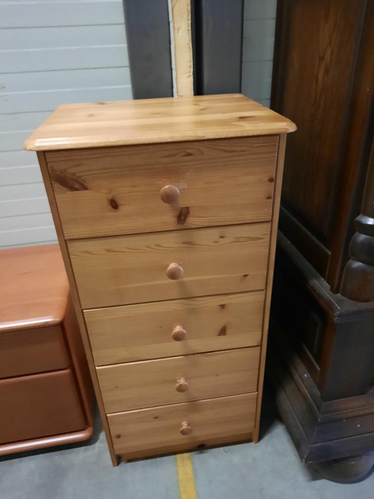 Grenen ladekastje met 5 laden., Huis en Inrichting, Kasten | Ladekasten, Gebruikt, Minder dan 100 cm, 50 tot 100 cm, 25 tot 50 cm