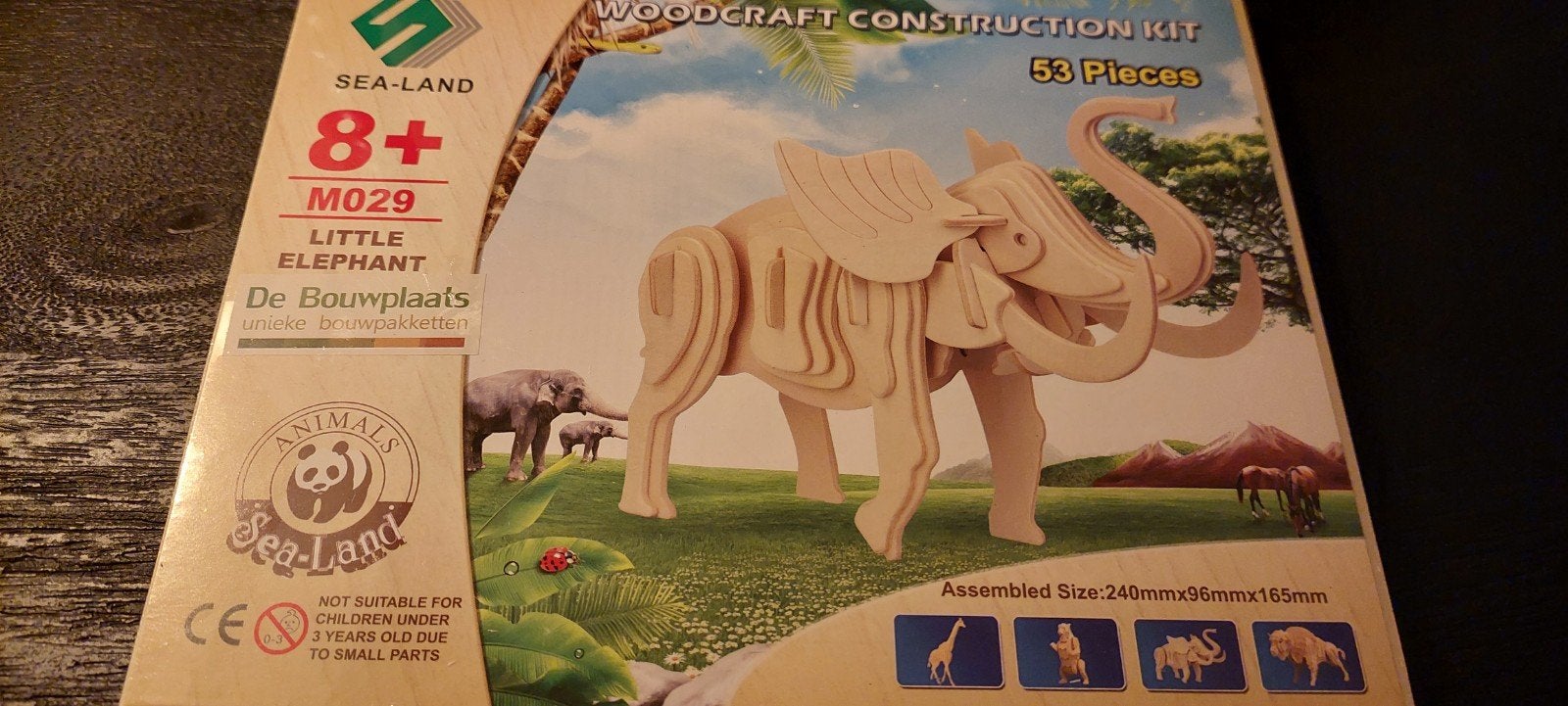 HOUTEN 3D BOUWPLAAT OLIFANT SEA-LAND ANIMALS, Handgemaakt, Dieren, Nieuw, Overige merken
