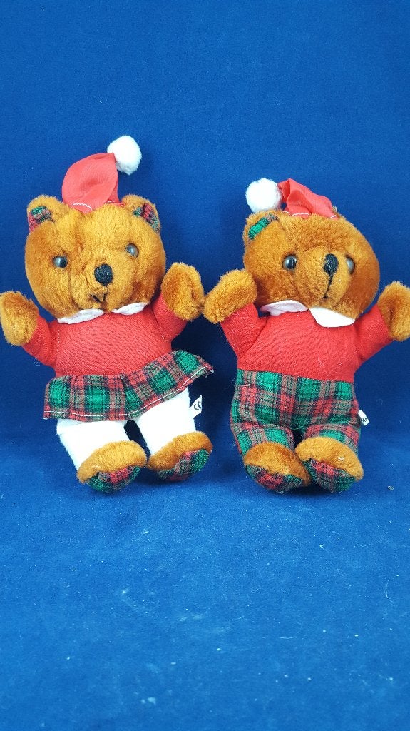 2 vintage beertjes knuffels voor kerst, man en vrouw. W3, Tweedehands verkoop, Tweedehands verkoop, Gebruikt, Ophalen of Verzenden