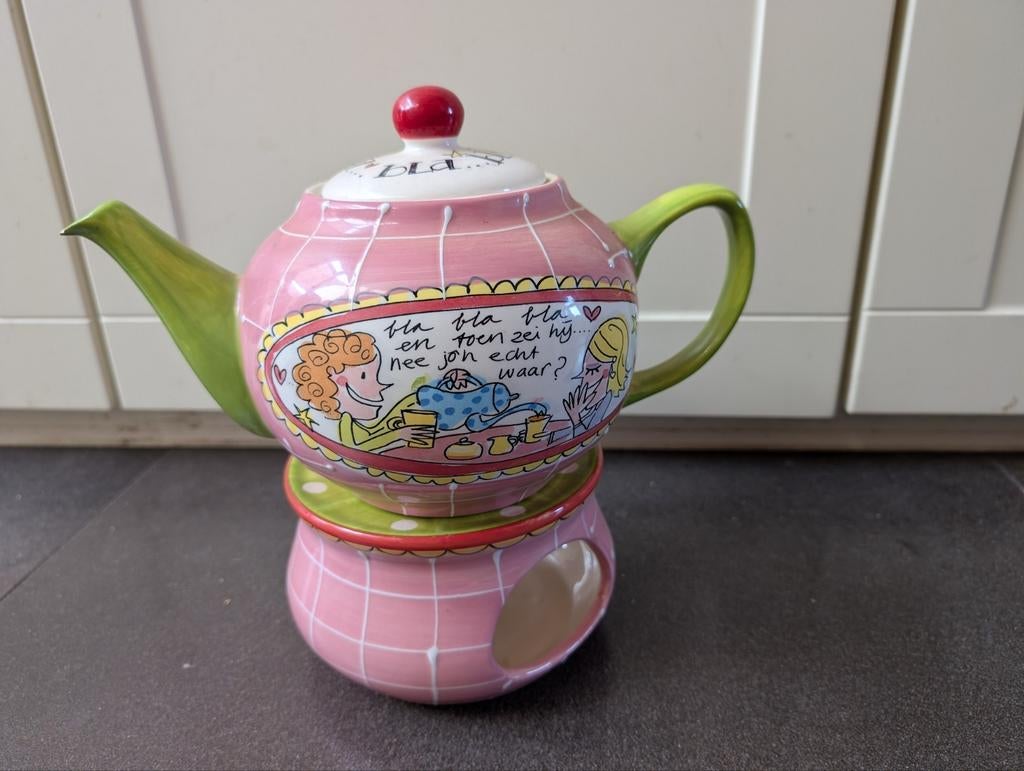 Blond Amsterdam theepot met theelicht, Ophalen, Zo goed als nieuw