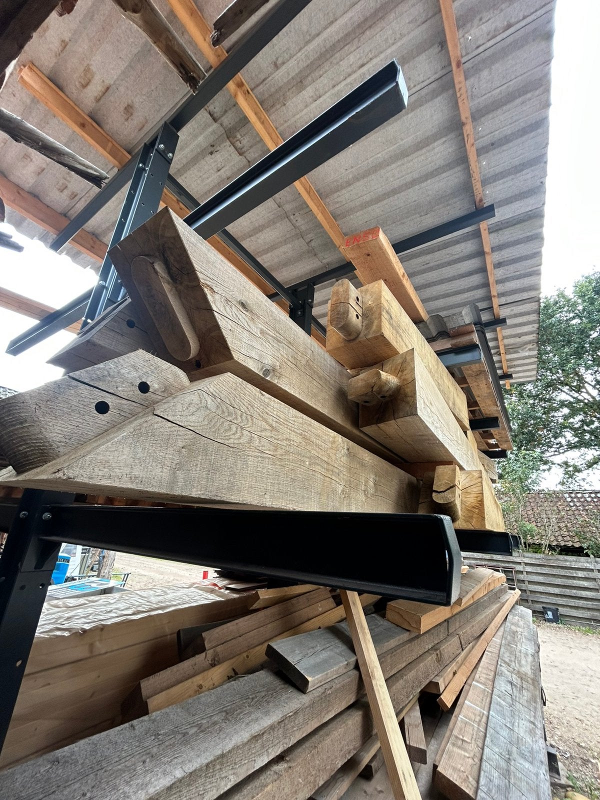 Complete eiken constructie - Houtbouw, Doe-het-zelf en Verbouw, Ophalen, Eiken, Zo goed als nieuw, Balk