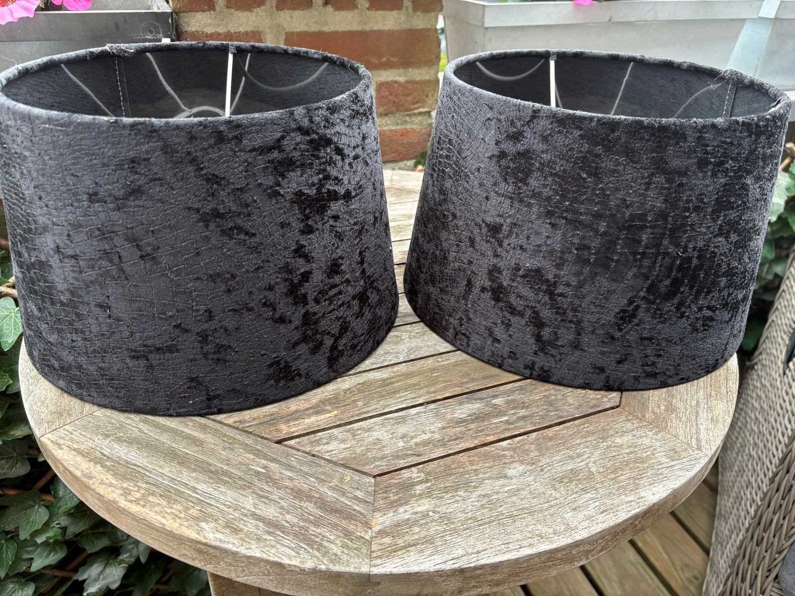 2x Zwarte croco lampenkappen - Nieuw, verkeerde afmeting, Huis en Inrichting, Lampen | Lampenkappen, Ophalen, Nieuw, Zwart, Textiel