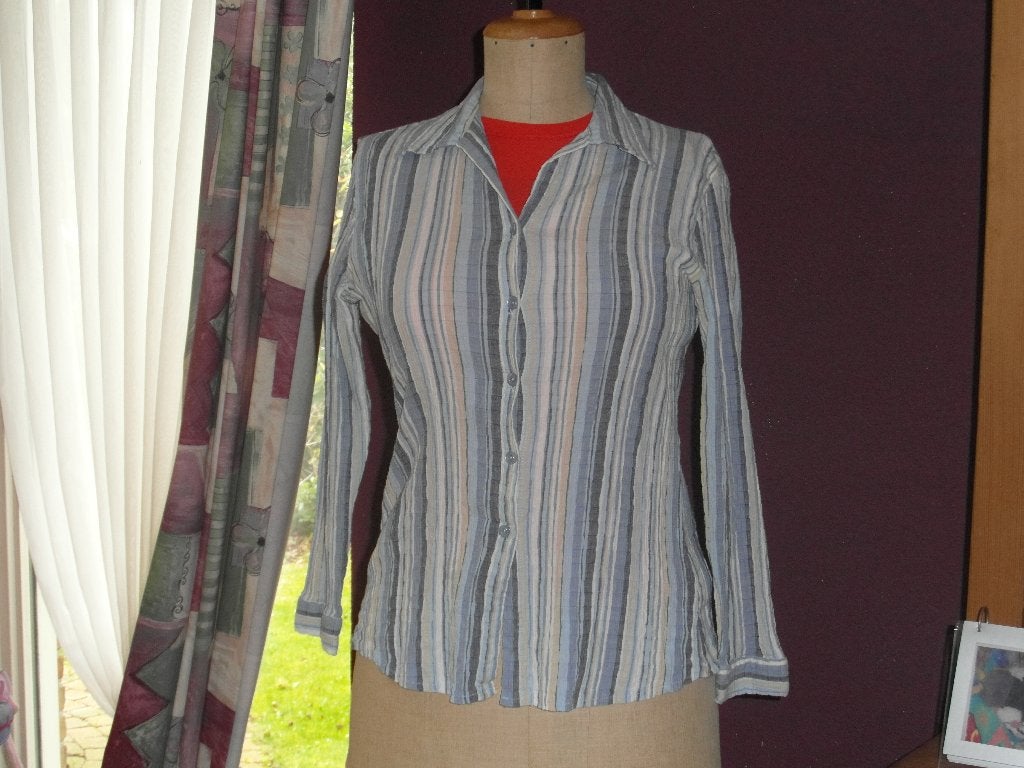 blauwe gestreepte blouse, Ophalen of Verzenden, Zo goed als nieuw, Maat 38/40 (M), Meerkleurig