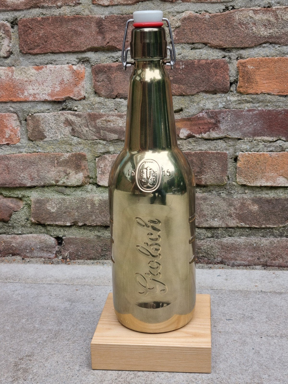 Grolsch beugel fles messing kleur collectors item 41 cm, Verzamelen, Ophalen of Verzenden, Zo goed als nieuw, Overige typen, Grolsch