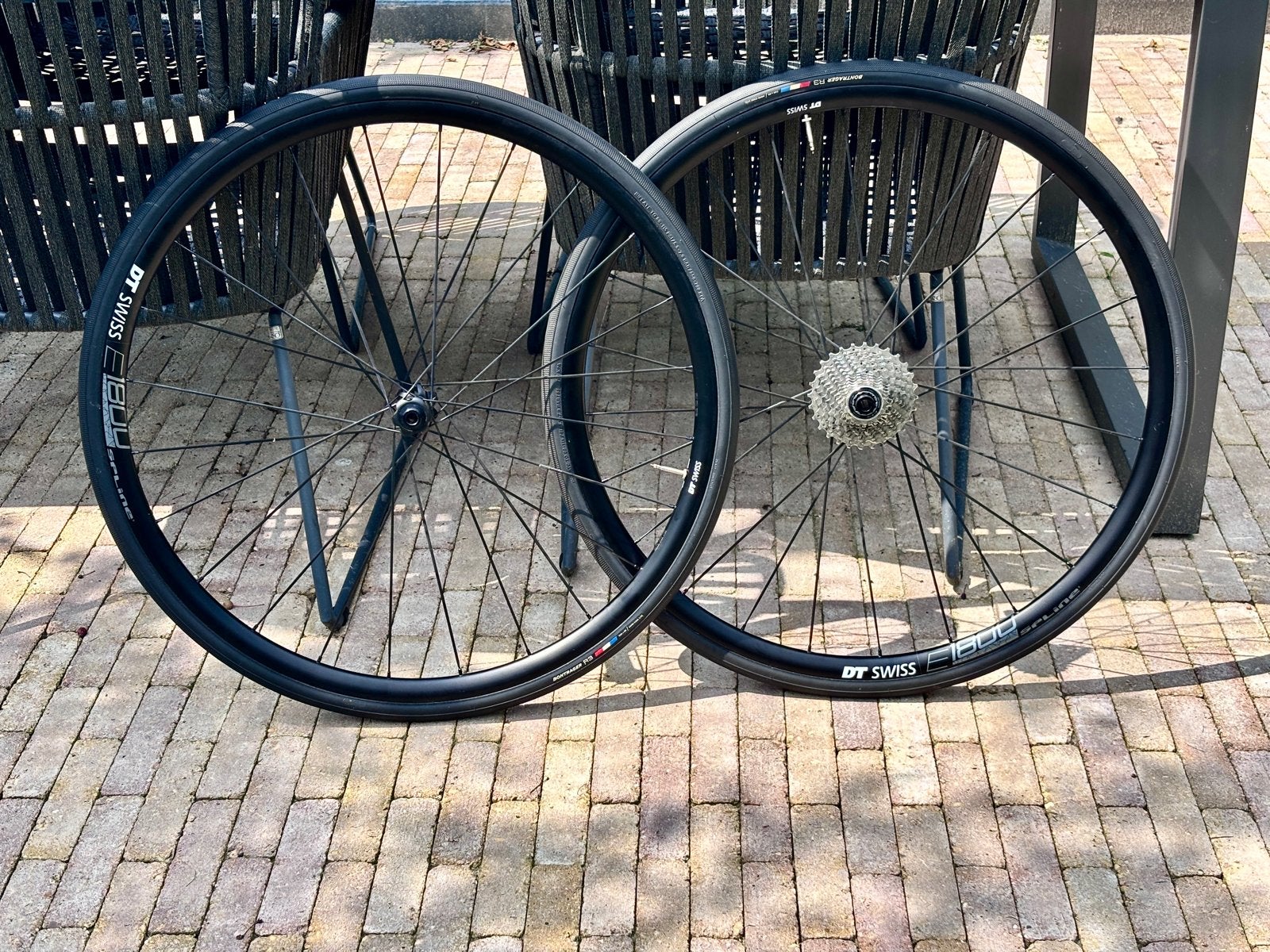DT Swiss E1800 Spline Wielset incl banden en cassette., Zo goed als nieuw, Aluminium, Racefiets, Ophalen