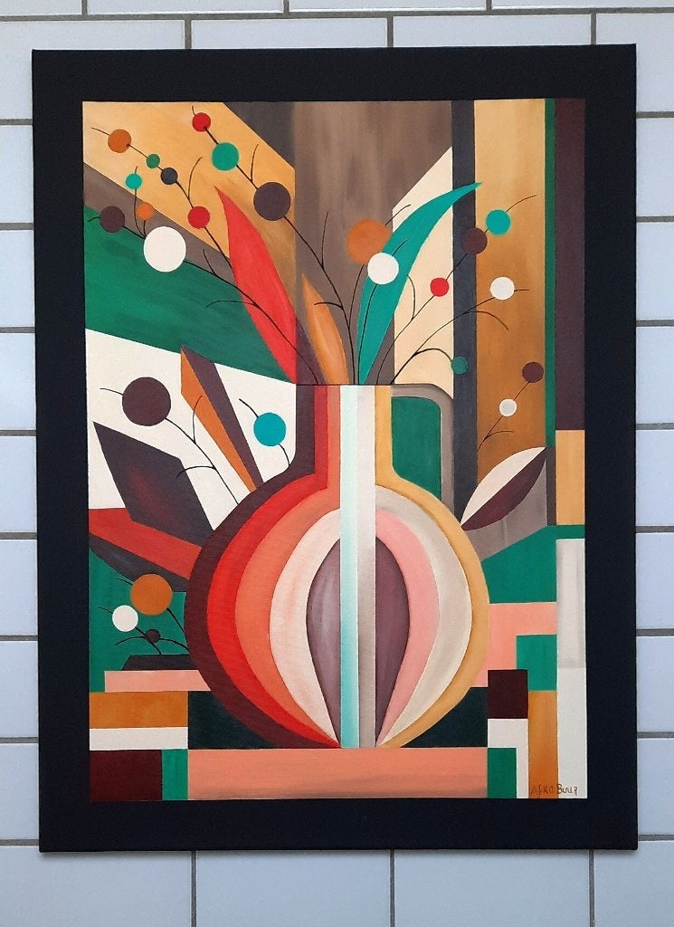 Nieuw handgeschilderd schilderij in warme kleuren, Antiek en Kunst, Kunst | Schilderijen | Klassiek, Acrylverf, Stilleven, Ophalen of Verzenden