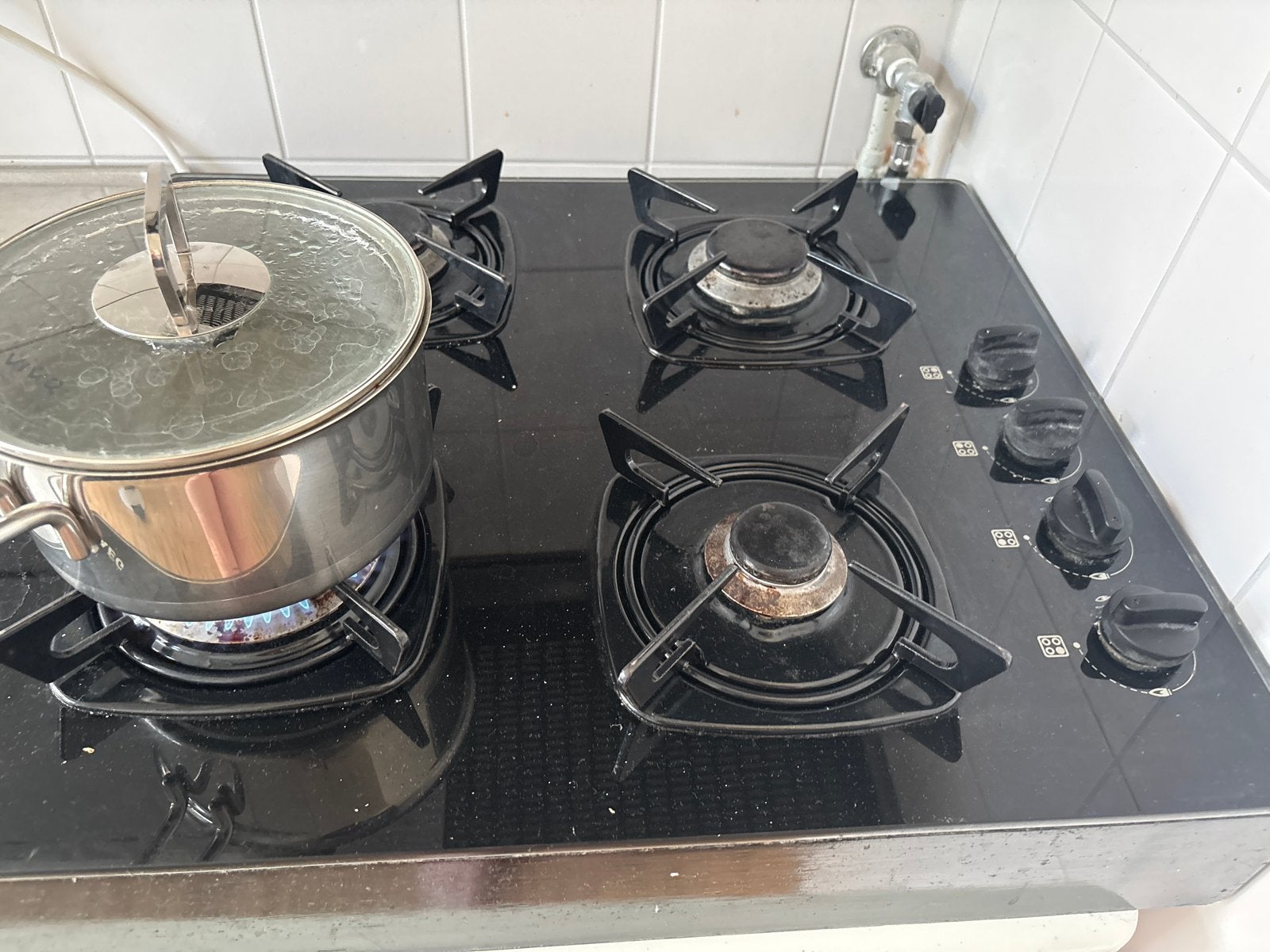 Vrijstaande gaskookplaat AEG met 4 pitten - demontabel, Gebruikt, Inbouw, Gas, 4 kookzones