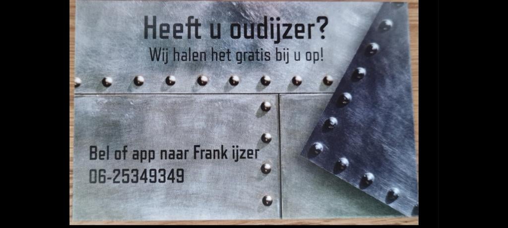 Wij halen gratis u oudijzer bij u op, Ophalen of Verzenden