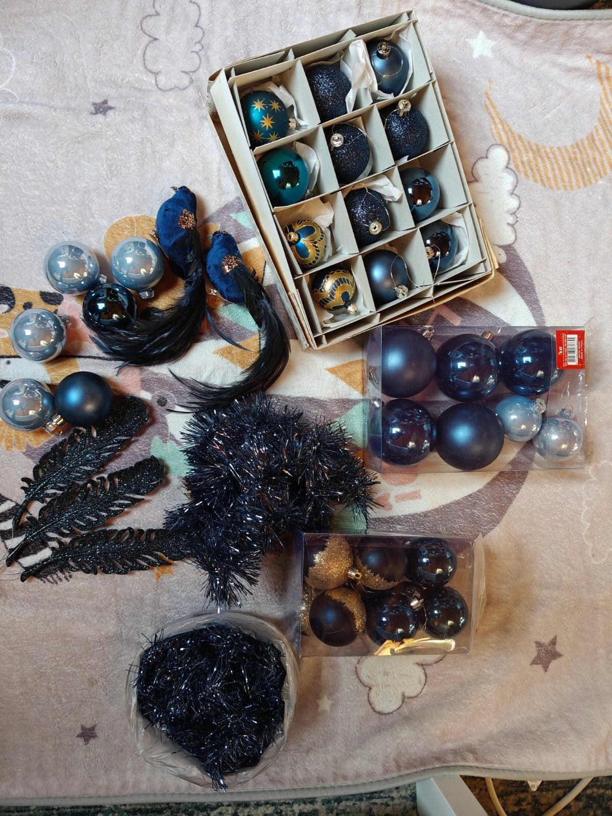 Kerstversiering kleuren: zwart, wit, zilver, rood, blauw, Ophalen of Verzenden, Gebruikt