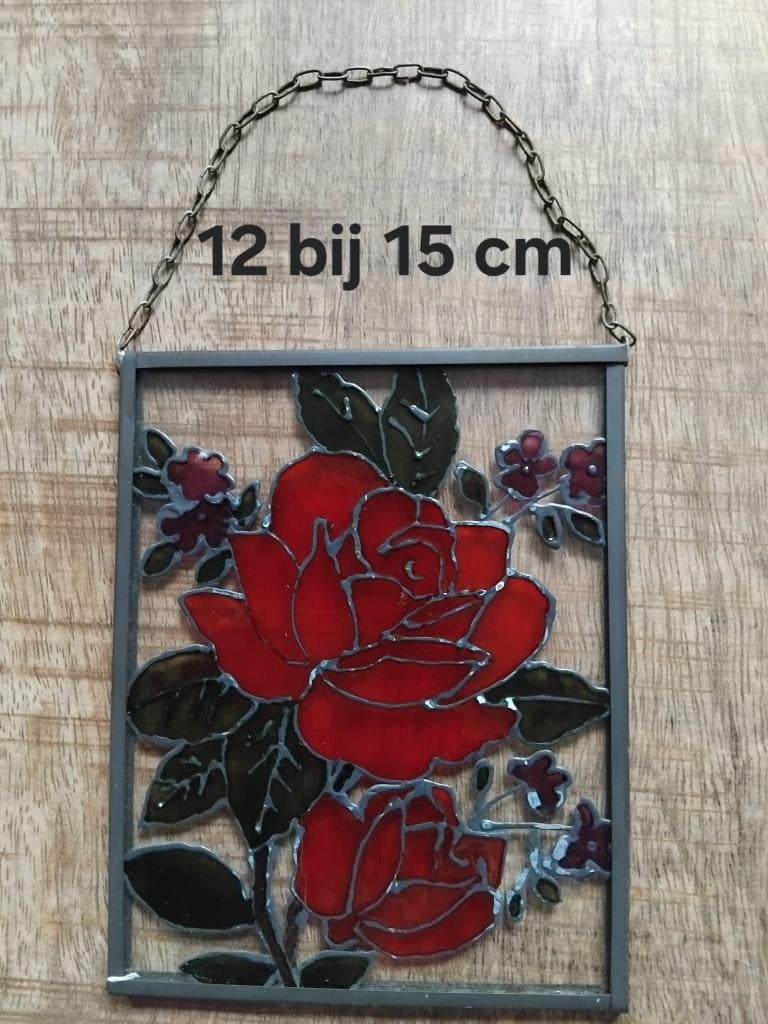 RAAM DECORATIE ( GLAS IN LOOD) 12 bij 15 cm), Ophalen, Zo goed als nieuw, Glas