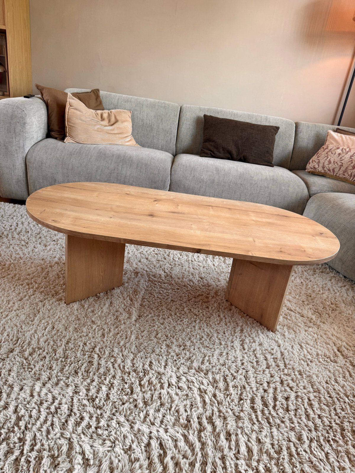 Ovale salontafel, 100 tot 150 cm, Eikenhout, Zo goed als nieuw, Ovaal
