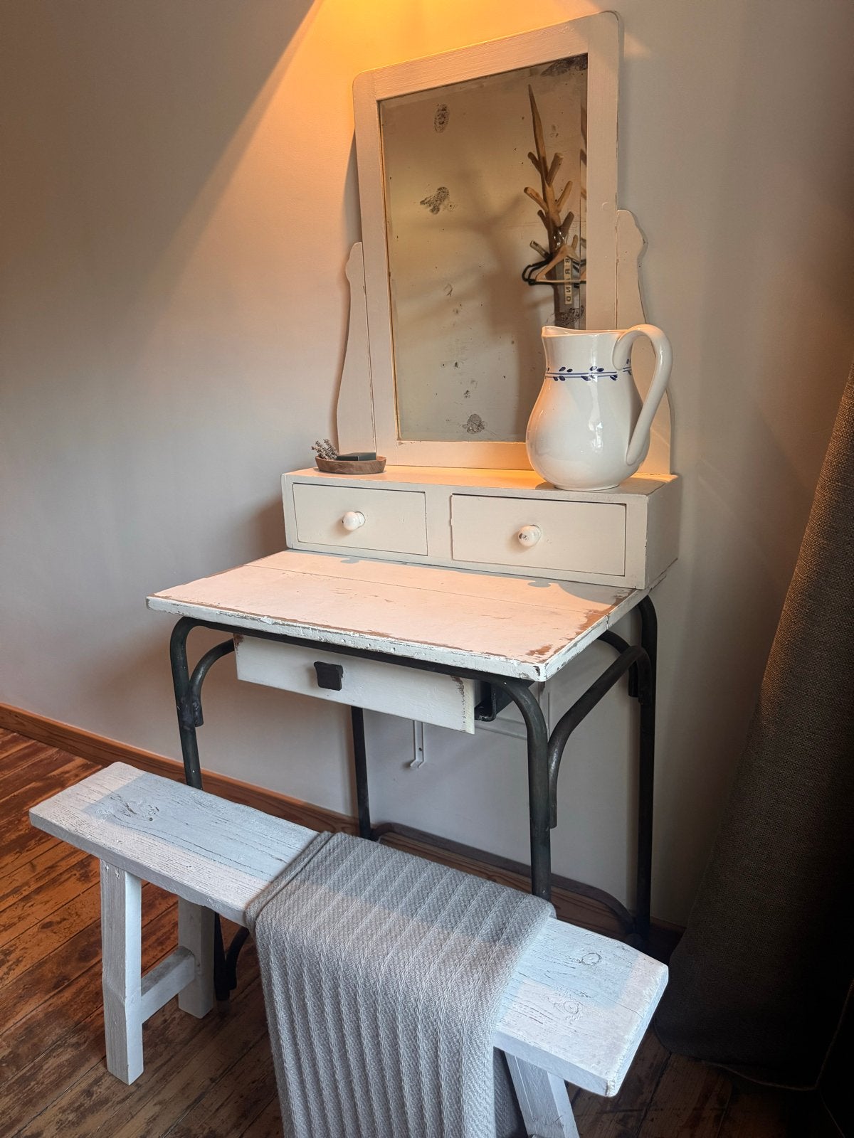 Brocante kaptafel met spiegel en lades, Ophalen