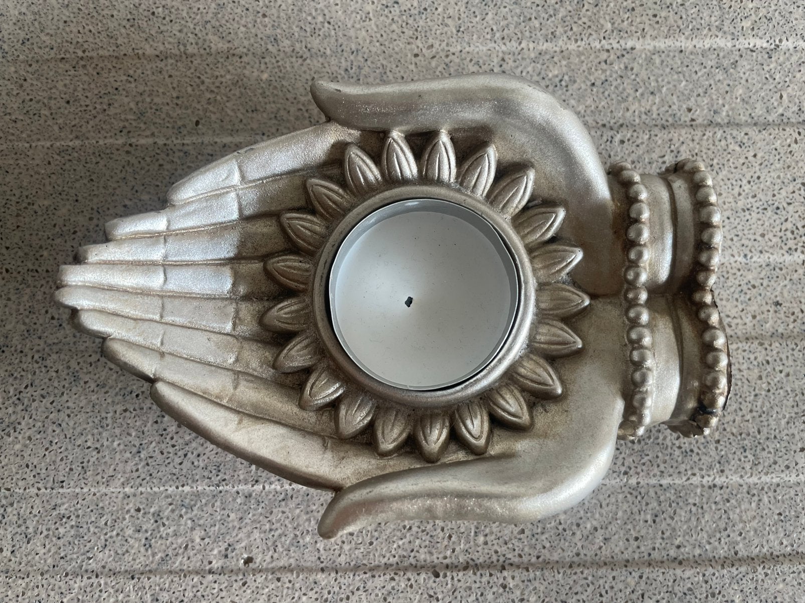 Hamsa hand handen bloem waxinelichthouder kandelaar, Huis en Inrichting, Ophalen of Verzenden, Zo goed als nieuw, Overige materialen