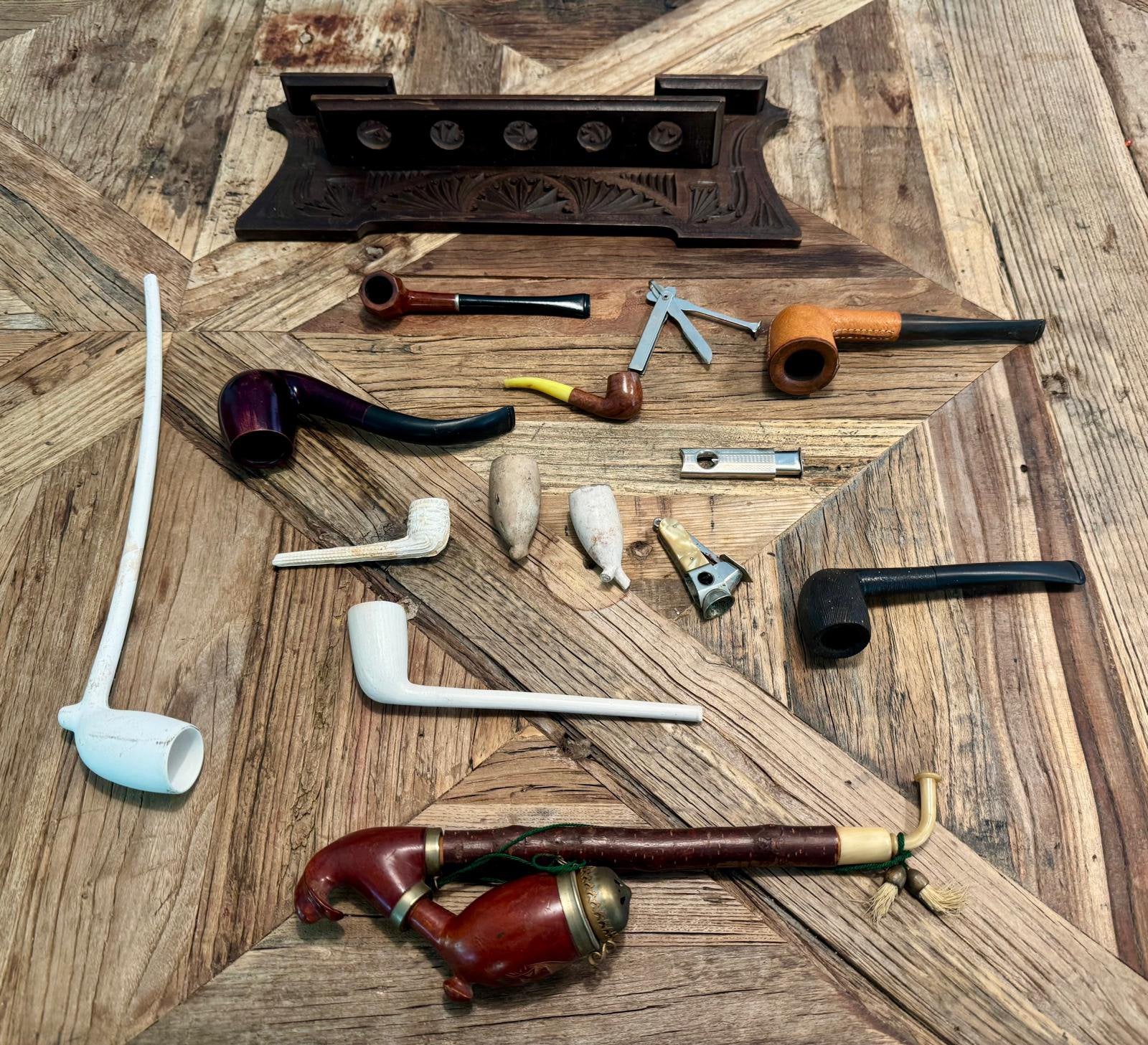 Pijpenrekje met oude pijpen, Ophalen of Verzenden, Gebruikt