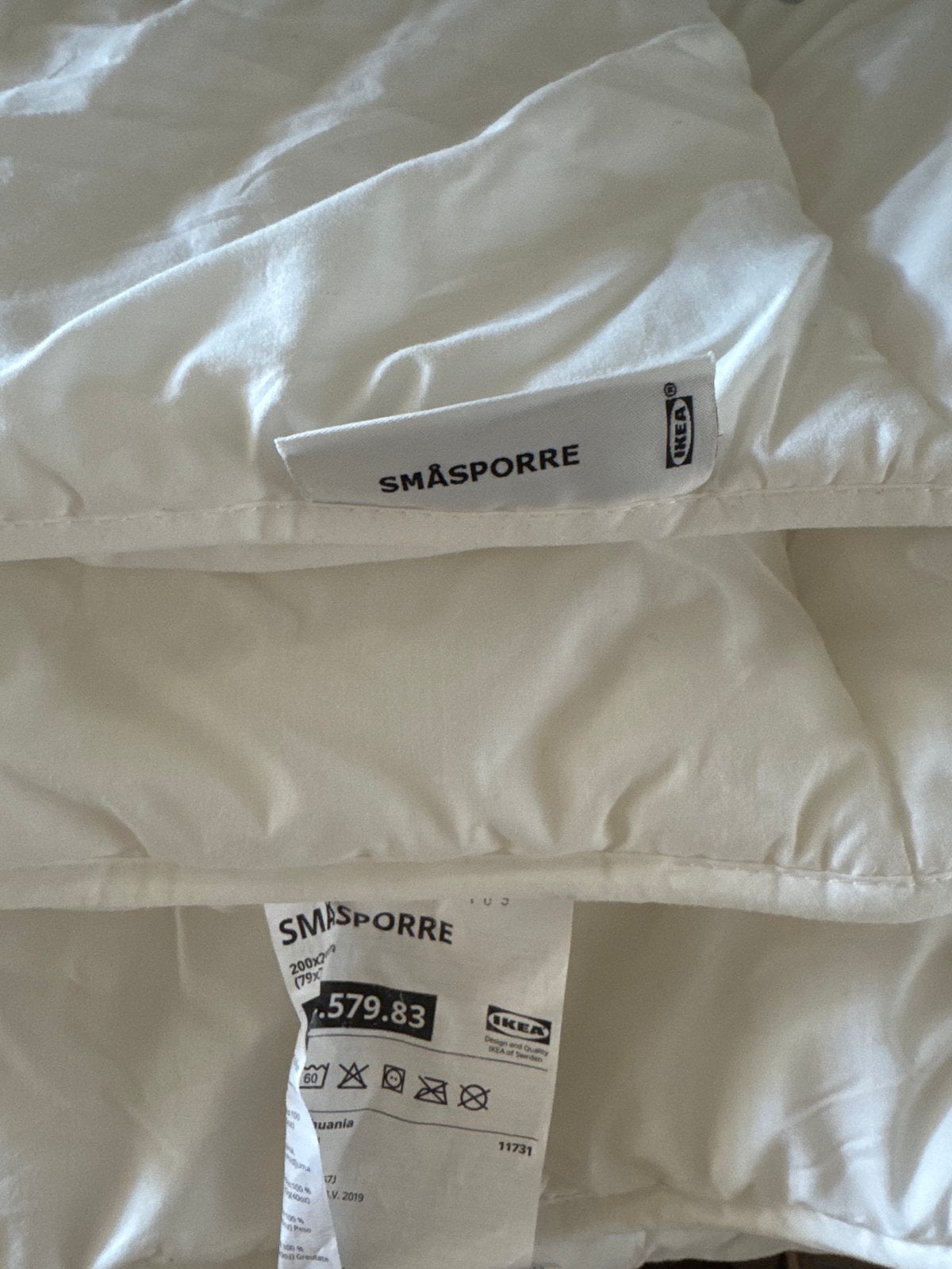 IKEA SMÅSPORRE dekbed en GRUSBALD beddengoed, Huis en Inrichting, Slaapkamer | Beddengoed, Ophalen, Gebruikt, Wit, Tweepersoons