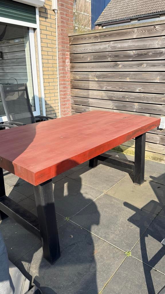 Tuintafel met dik blad, Tuin en Terras, Tuintafels, Ophalen, Gebruikt, Rechthoekig, Hout