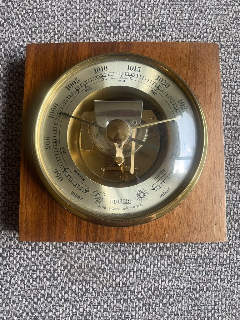 Antieke Huger Barometer - 17x17 cm, Ophalen of Verzenden, Gebruikt, Barometer
