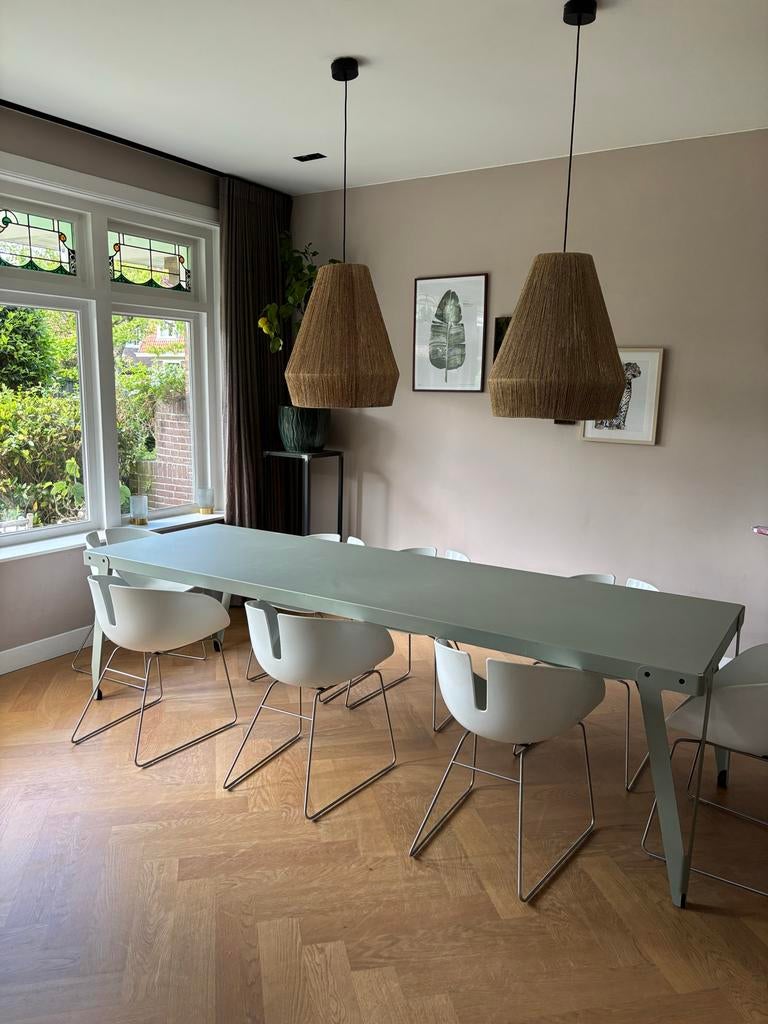 Lloyds eettafel 230x80 met 8 design stoelen, Huis en Inrichting, Ophalen, 200 cm of meer, 50 tot 100 cm, Zo goed als nieuw