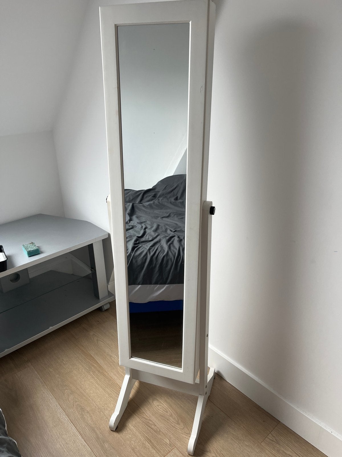 Witte Passpiegel met Sieradenkast - Zo goed als nieuw, Ophalen, Minder dan 50 cm, Zo goed als nieuw, 150 tot 200 cm