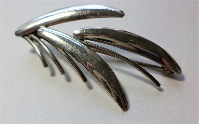 Zeldzame vintage Deense Design Broche - TSR T Skat-Rørdam, Ophalen, Zo goed als nieuw, Zilver, Overige materialen